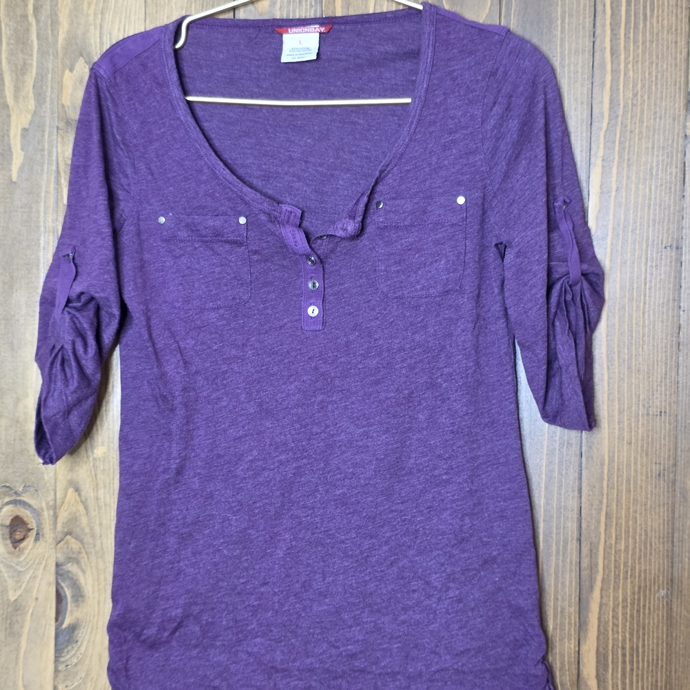 UNIONBAY Women's Long Sleeve Purple Tee